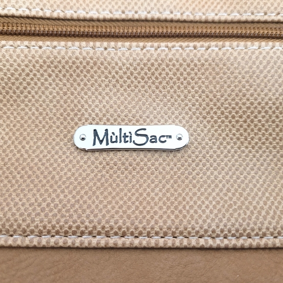 Multisac Tan Camel Colored Shoulder Bag NEW Adjustable Straps Textured 12x11 - Picture 14 of 14